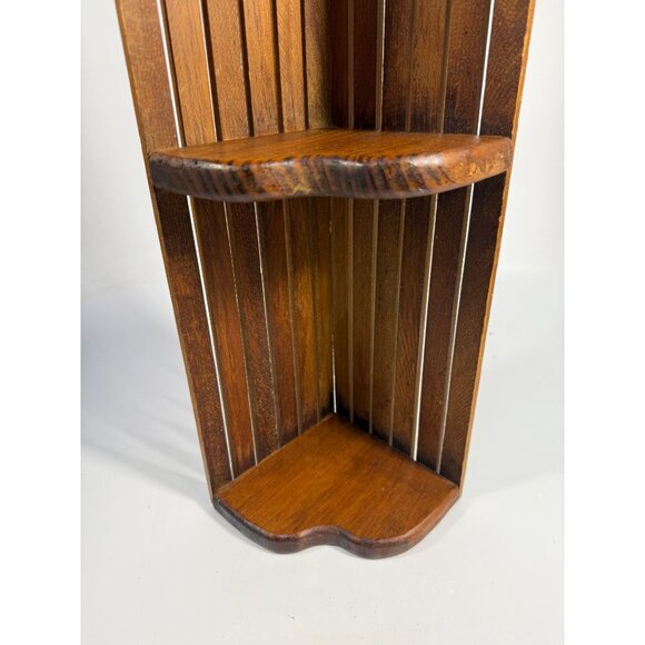 Wooden Corner Floating Wall Shelf 3 tier Heart Vintage Cottage Granny Core Wood - Picture 7 of 16